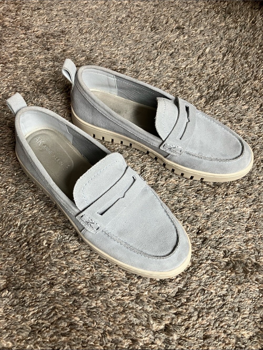 Anne Klein Light blue Suede Slip-On Penny Loafers